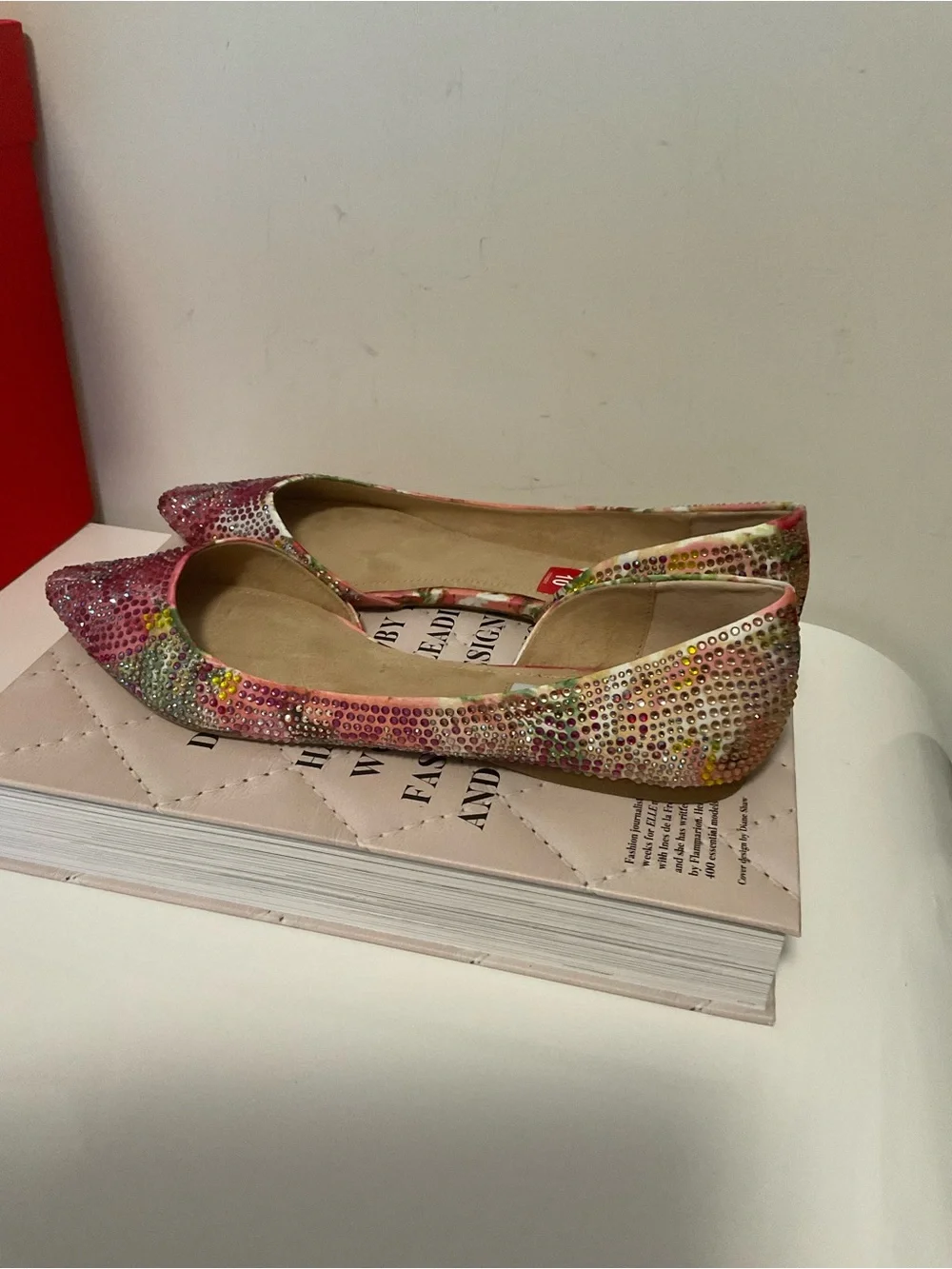 Steve Madden Pink Crystal Embellished Pointed-Toe Flats Size 10